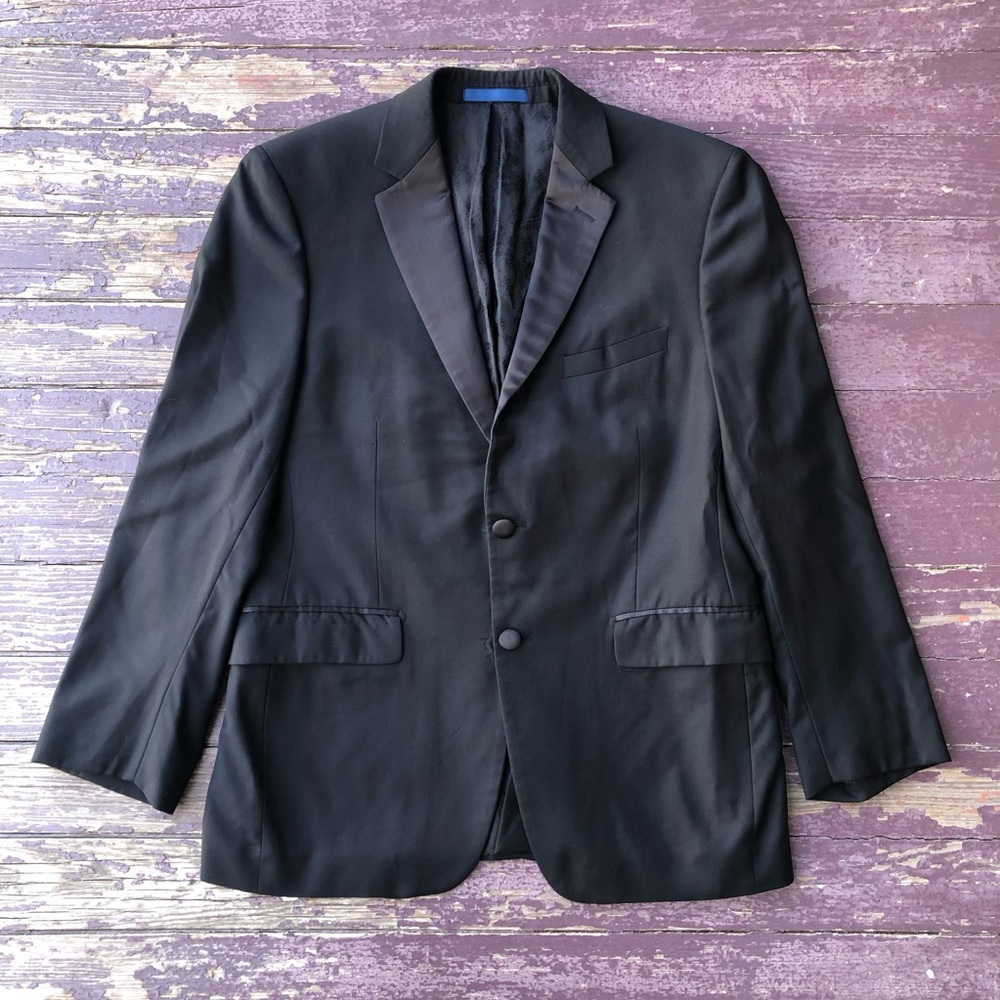 Paul Betenly Rocco Tuxedo Jacket Black 100% Wool Super 120s 38S